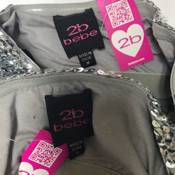 3/$25 Bebe Sequins Strapless Grey Top 🌵 - Picture 4 of 4